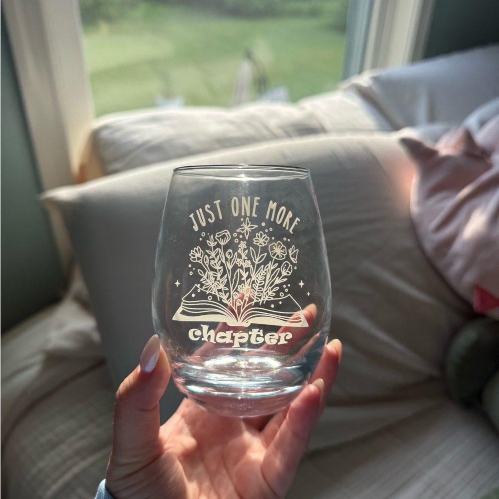 Just One More Chapter Stemless Wine Glass